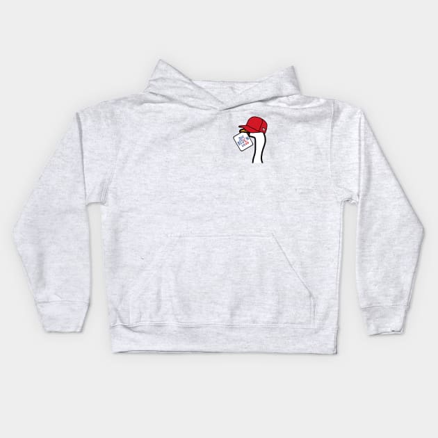 Small Portrait of a Goose with Stolen Red Hat and Joe Biden Sign Kids Hoodie by ellenhenryart